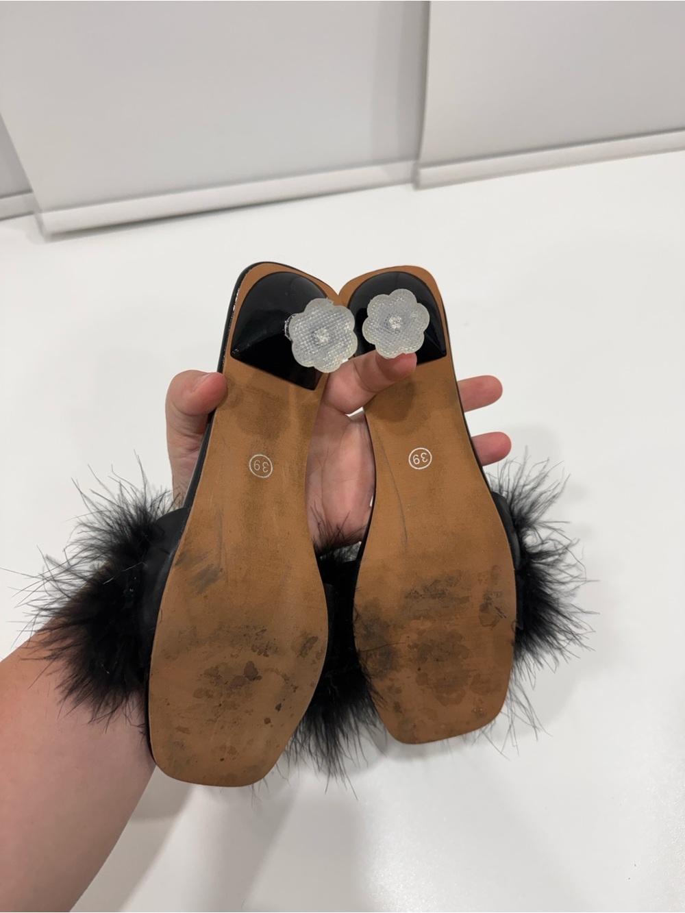 Women’s Black Feather Slide Mules - Picture 6 of 6